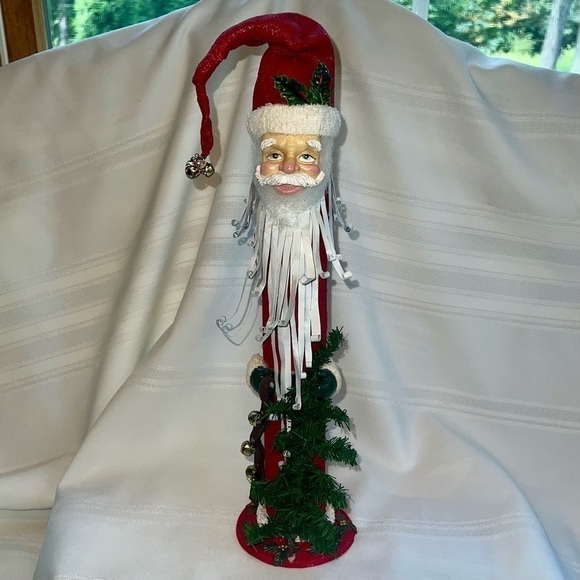 Santa Figurine Jingle Bells Whimsical Metal Beard Christmas Tree‎ EUC - Picture 4 of 11